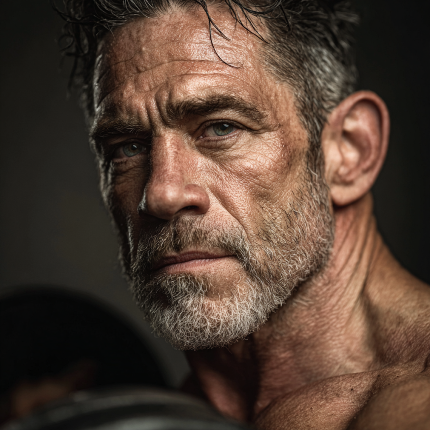 Сильний чоловік тренується